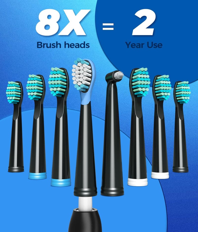 TEETHEORY Electric Toothbrush for Adults with 8 𝐁𝐫𝐮𝐬𝐡 𝐇𝐞𝐚𝐝𝐬, Sonic Electric Toothbrush with 40000 VPM Deep Clean 5 Modes, Rechargeable Toothbrushes Fast Charge 4 Hours Last 30 Days - Image 4